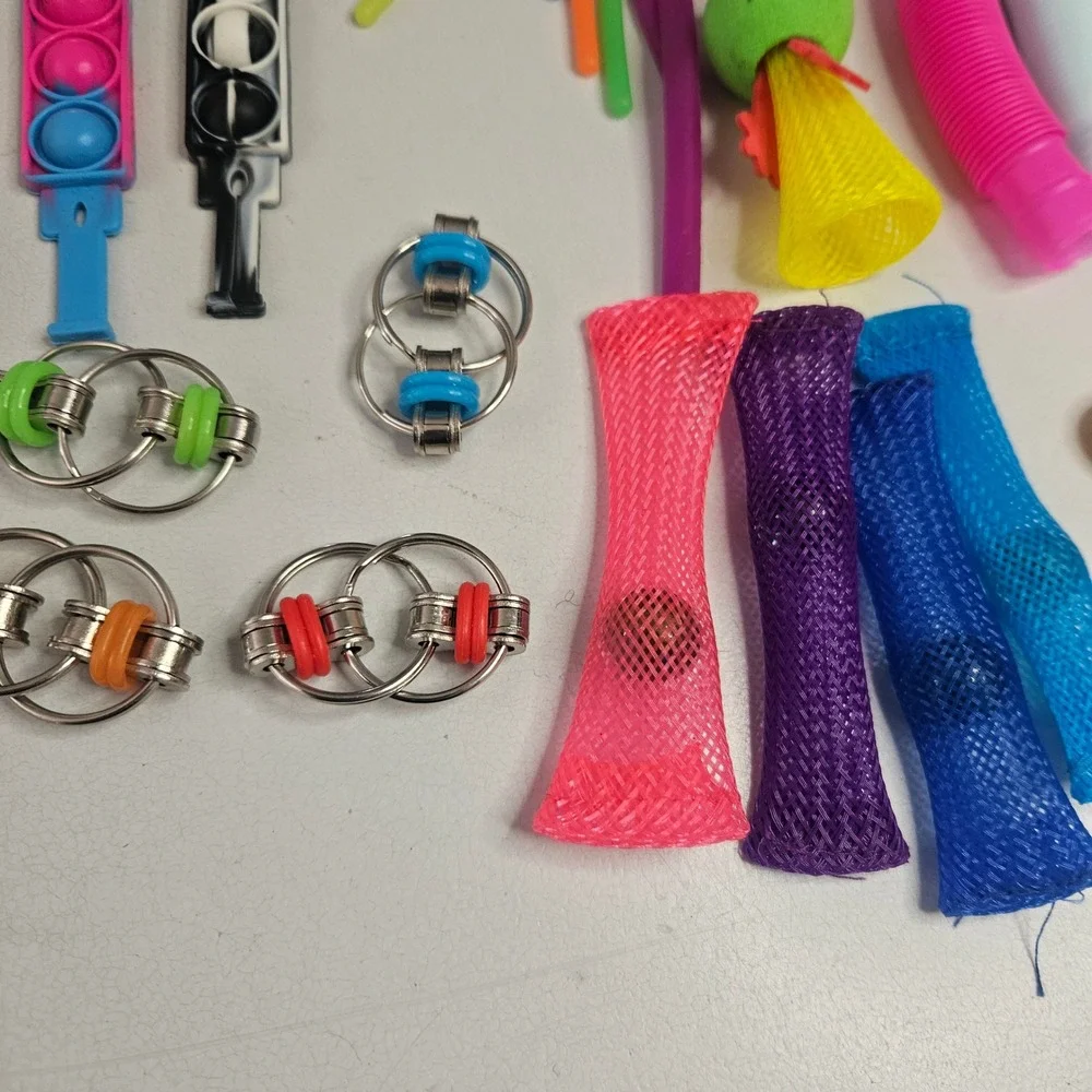 Fidget Toy Sensory Lot Pop It Bracelets Spinners Pop Tubes Marble Mesh 30 pieces